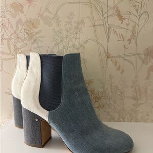 Gorgeous Denim and Cream Ankle Booties - Made in Italy